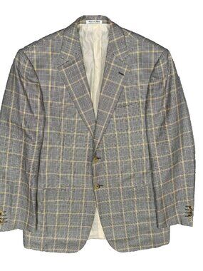 Pal ZIleri Silk Wool Blazer Glen Check Sport Coat Made in Italy Beige 44R